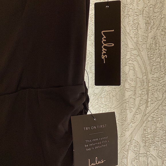 Lulus Any Given Moment Black Laced Ruched Maxi Sz. Large - Picture 11 of 14